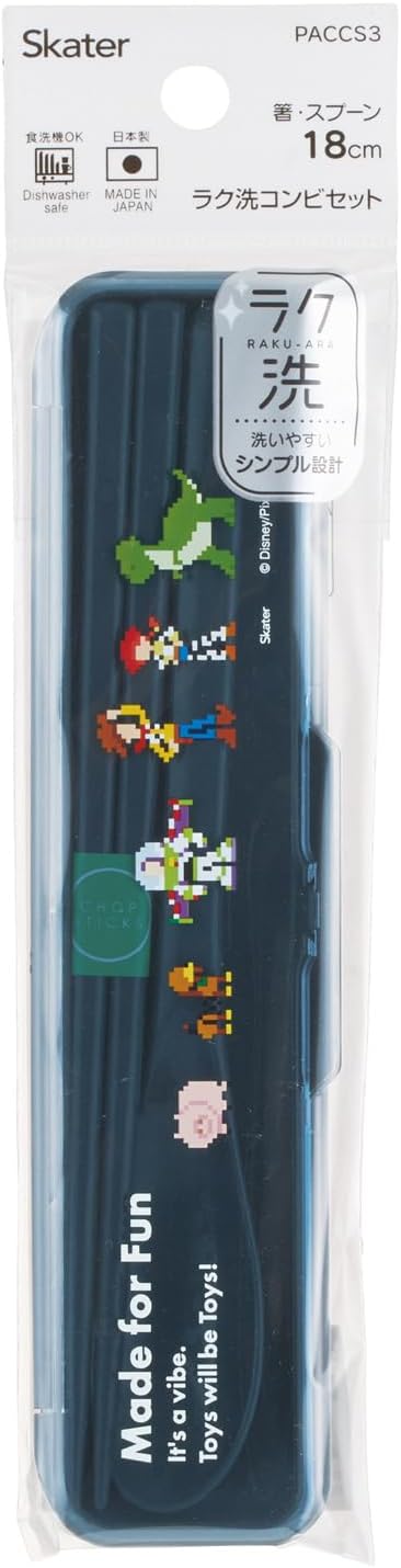 Skater PACCS3-A Raku-Clean Chopsticks and Spoon Set, Bento for Adults, 7.1 inches (18 cm), Disney Toy Story Pixel Art image 5