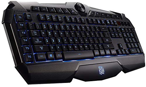 Thermaltake Tt eSPORTS Challenger Prime 3 Color LED Backlighting Anti-Spill Anti-Ghosting Membrane Gaming Keyboard KB-CHM-MBBLUS-01 , Black