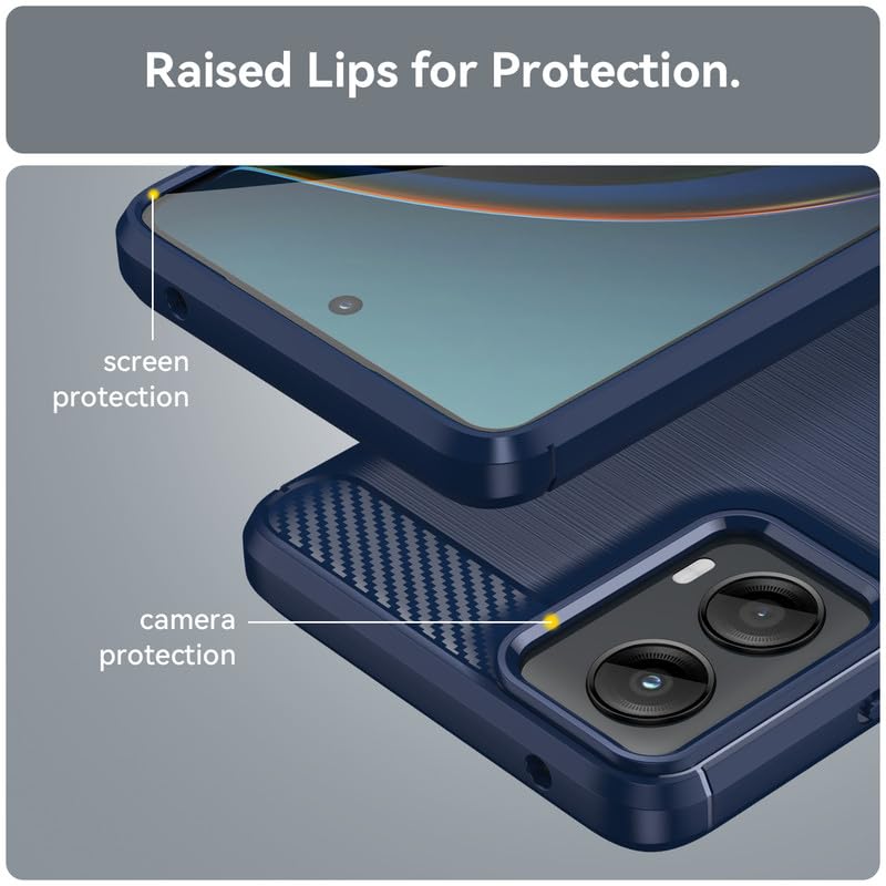 Image of Hybrid Carbon Fiber Back Case for Moto G 5G 2024 (Blue)