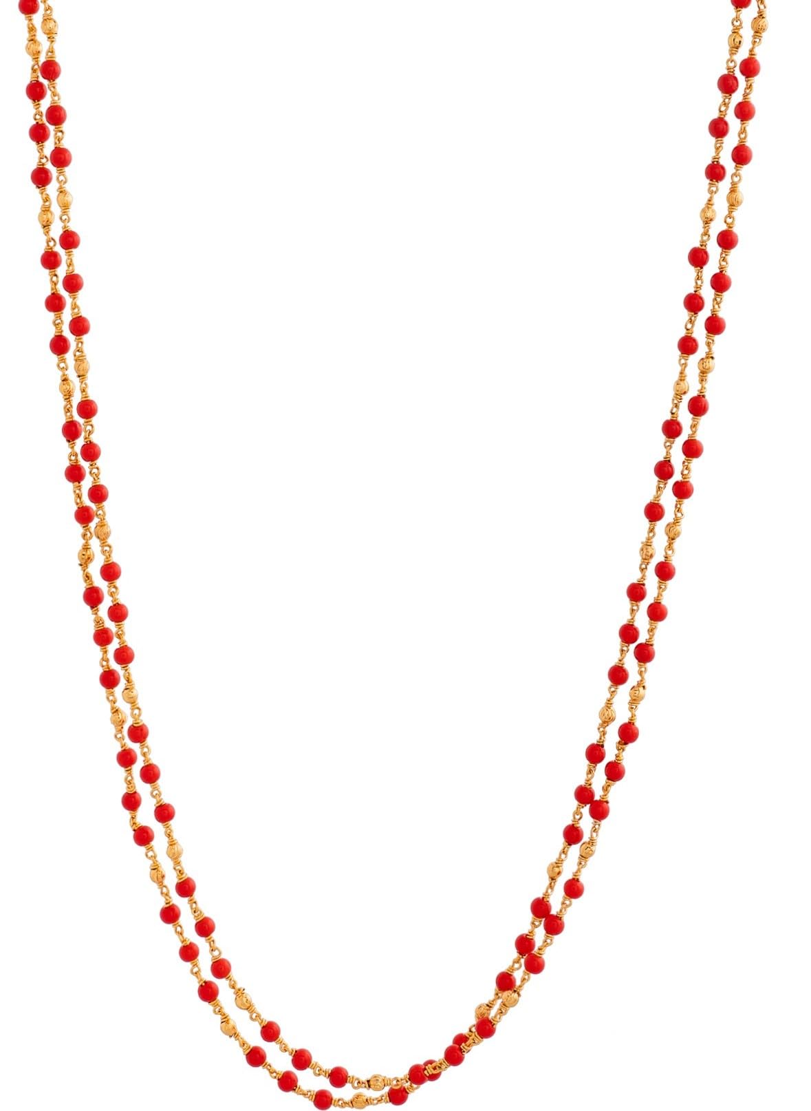 ELEGANTDREAM Red Beads Gold Link Chain for Traditional Ethnic Wear (One Gram Gold Plated) (B0CXDXLVCY) Amazon Price History, Amazon Price Tracker
