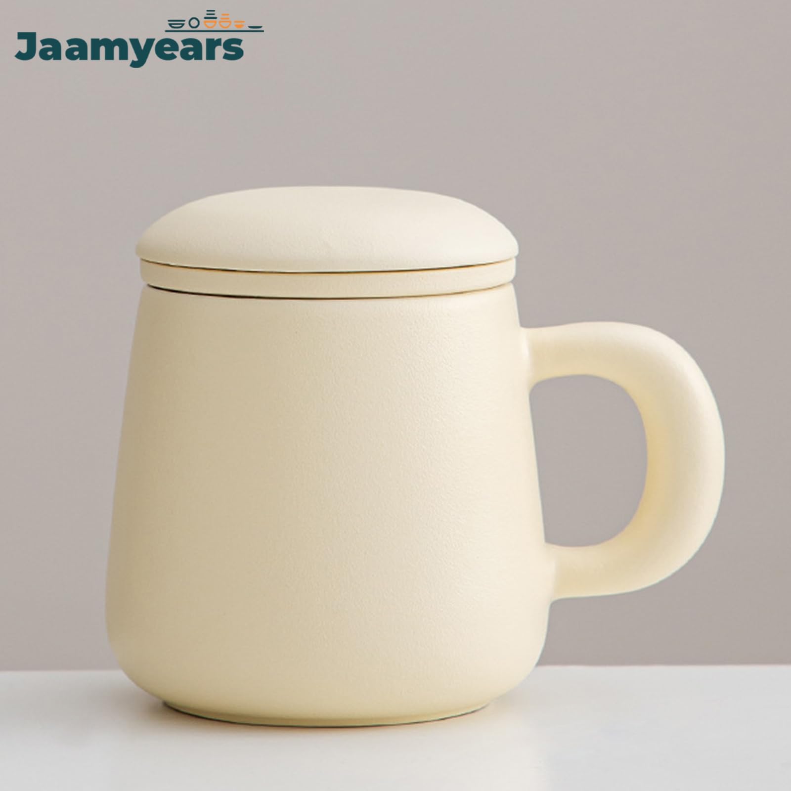 Kubek do herbaty z zaparzaczem i pokrywką, ceramiczny kubek do herbaty liściastej, 400 ml kubek do kawy do parzenia, idealny do domu i biura