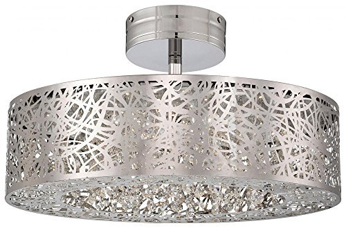 George Kovacs P985-077-L, Hidden Gems Semi Flush Ceiling Lighting, 1 Light LED, Chrome by George Kovacs
