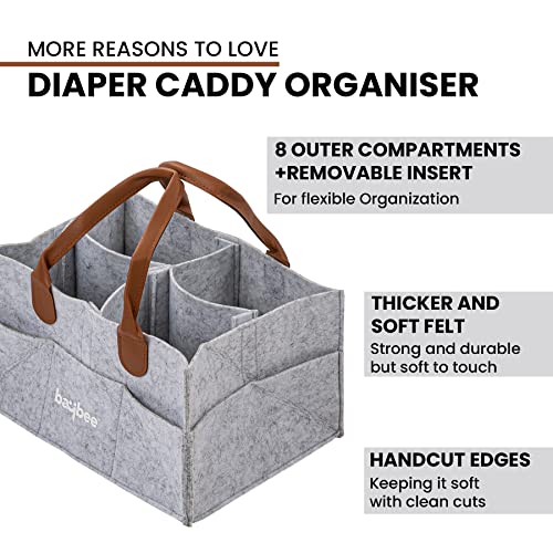 Image of BAYBEE Stylish & Modern Diaper Bag for Mothers for Travel | Large Capacity Storage Diaper Bag | Strong & Sturdy Baby Organizer Storage | Portable & Travel Friendly Diapers Caddy Organizer (Grey)