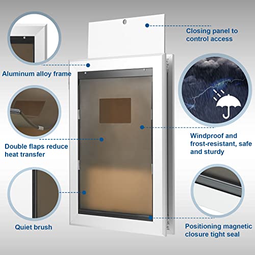 Weatherproof Dog Door Aluminum Pet Door For Dogs And Cats, Energy Efficient Dog Door With Sliding Lock Panel, Aluminum Frame Double Flap Easy Installation (Large) #TOP2
