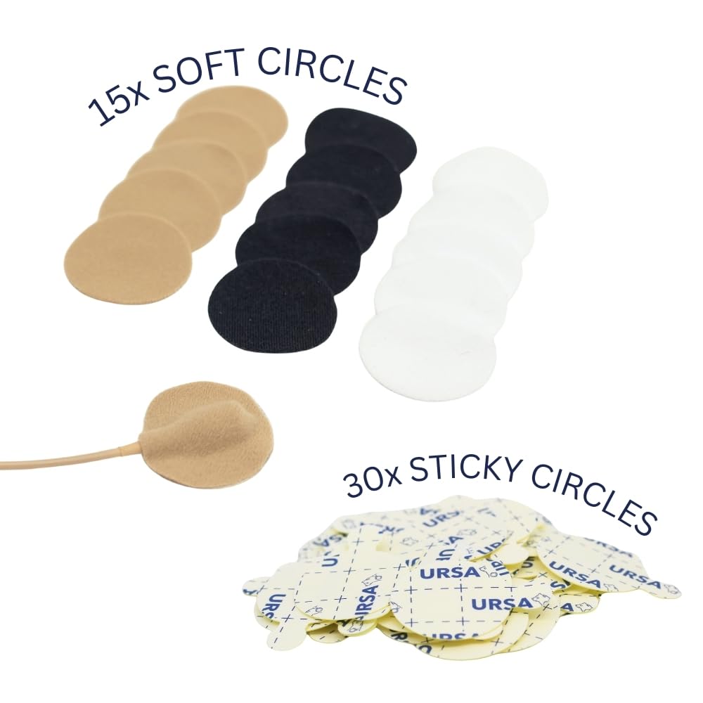 URSA Soft Circles: Reusable Soft Covers That Provide a Shield Against the Wind and Camouflage for Lavalier Mics. (15x Soft Circles + 30x Stickies, MultiPack)