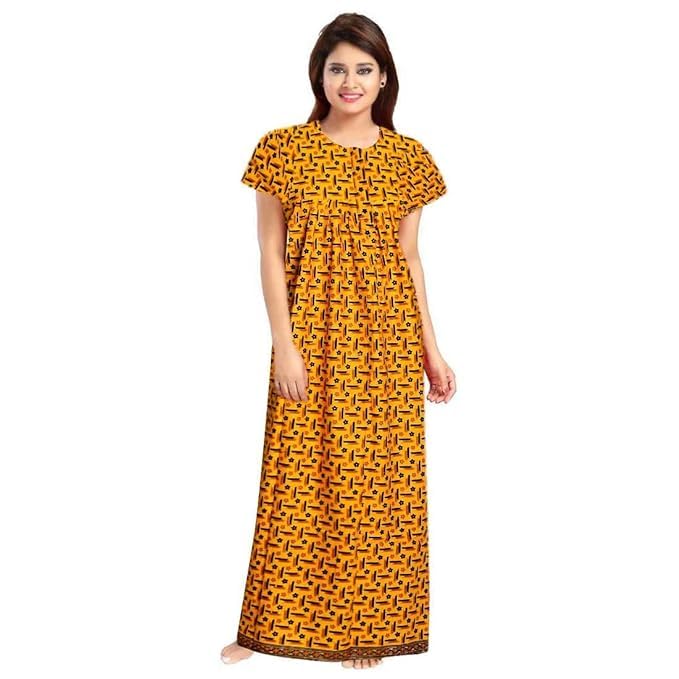 Image of Nighty for Women Cotton Printed Maxi Gown Ankle Length Nighty Night Dress Gown for Women Maxi - (Pack of 2)
