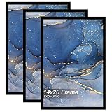 Fxojyvo 14x20 Picture Frame Set of 3, Black Frame for 14 x 20 Inch Picture Poster Photo, Light Weight and High Transparent 14 by 20 Frame for Wall - 3 Pack/Black/14 x20