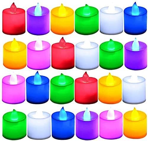 Yixintech キャンドルライト LED 蝋燭 LEDティーライトキャンドル 電池式 ろうそく おしゃれ 癒し 無香料 暖色 クリスマス/パーティー/結婚式/誕生日/お祭りのお祝いの装飾用 (7色の変更, 24個セット)