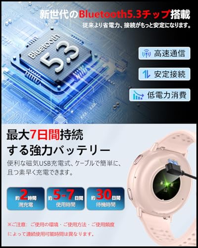 スマートウォッチ【2026年最新傑作 GPS内蔵 超薄型 超軽量】丸型 iPhone対応 アンドロイド対応 スポーツウォッチ Bluetooth5.3通話 1.39インチ大画面 腕時計 100+運動モード 文字盤DIY GPS運動軌跡記録 振動と着信音設定 IP68防水 Lineなど通知 Smart Watch 天気予報 音声アシスタント 歩数計 レディース メンズ 日本語説明書 (ピンク)