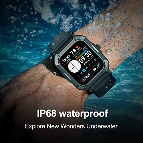 Military Smart Watches For Men Android Phones Iphone Compatible Rugged Smart Watch Tactical Health Smartwatch Fitness Tracker Watch With Heart Rate Blood Pressure Monitor Waterproof Outdoor Sports #TOP2