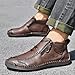 Men's Casual Leather Handmade Ankle Chukka Boots Side Zipper High Top Fashion Sneakers Lightweight Walking Driving Mid-top Dress Shoes (Brown,8.5)