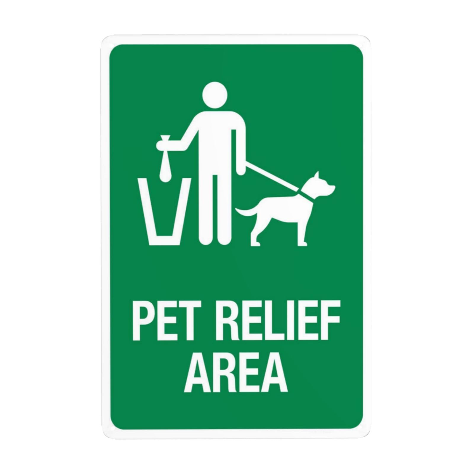 Pet Relief Area With Walking Dog Graphic Vintage Metal Warning Sign 12x8 Inch