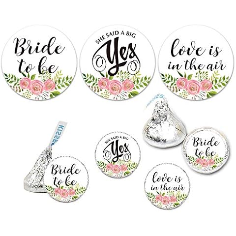180 Floral Chocolate Label Stickers, Bridal Shower Party Favors, Bride to Be Hershey Kisses Stickers, Bachelorette Party, Wedding Bridal Shower Party Decor Decorations Cover