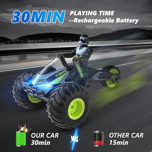 Image of GRAPHENE Remote Control Car 4x4 RC Crawler Stunt Car Toys (3 Wheel Stunt Bike),multicolor