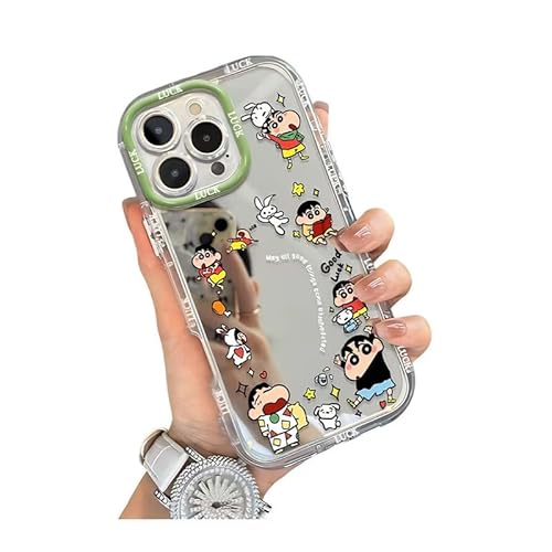 Jetyon iPhone 16 pro max 用 ケース クレヨンしんちゃん 鏡付きスマホケース 携帯電話を保護する かわいくておしゃれ