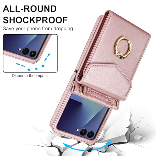 Étui portefeuille RFID pour Samsung Galaxy Z Flip 7 avec anneau antichoc - 6