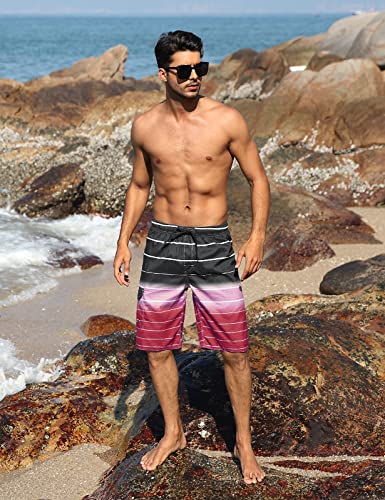 Image of Nonwe Men's Beachwear Quick Dry Striped Board Shorts