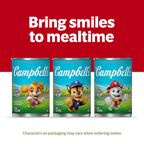 Campbell’s Condensed Kids Soup, Paw Patrol Awesome Shapes Pasta With Chicken in Chicken Broth, 10.5 oz Can (12 Pack)