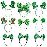 Oiuros 9PCS St Patricks Day Headband Women, St.Patrick'S Day Green Shamrock Clover Headband for Women Girls Hair Accessories Headwear