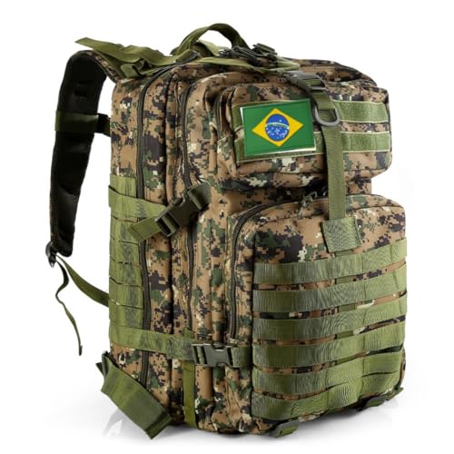 THURAM Mochila Técnica 50L Multiuso, Sistema Modular de Fixação, Grande Capacidade para Trilhas, Acampamentos e Aventura - Impermeável e Resistente para Atividades ao Ar Livre (Verde Floresta)