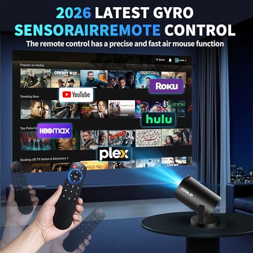 Image of [Built-in Apps & 2026 Upgraded] Mini Projector Support 4K 1080P Auto Keystone 180 Rotatable with WiFi 6 and Bluetooth 5.4, Projector Portable Compatibile with HDMI /TV Stick /Memory Stick /Laptop-Black