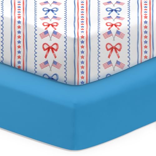 Image of 4th of July Crib Sheets 2 Pack, Patriotic Red White Blue