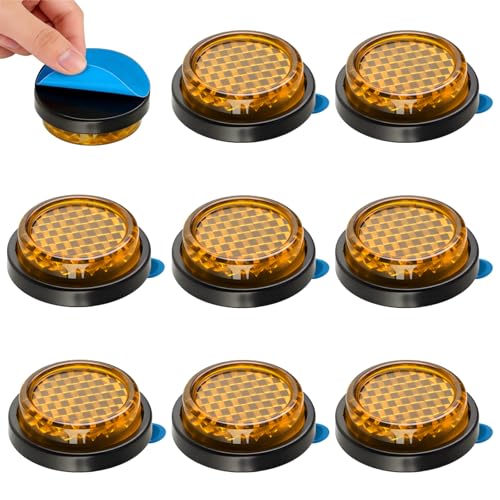 HIAHXC 8 piezas Catadióptricas redondas, reflector de seguridad de ojo de gato, reflectores traseros para moto y bicicleta, reflectores universales altamente reflectantes para postes de caravana