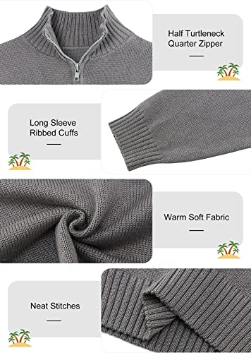 Adukide Little Boys Linght Grey Knitted Sweater Quarter Zip Pullover Sweatshirts Size 3 4 Long Sleeve Loose Lightweight Half Turtleneck Clothing #TOP4