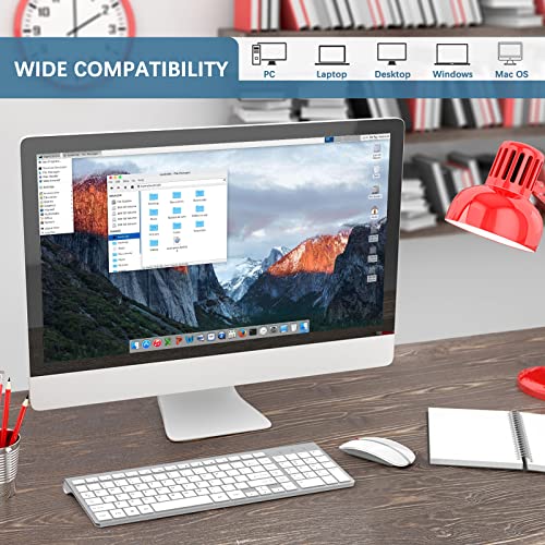 Wireless Keyboard And Mouse Combo, Gamcatz Ultra Thin Full Size Keyboard With Number Pad And Rechargeable Slient Click Mouse For Mac Imac Macbook Air Pc Laptop Tablet Computer Windows-Silver White #TOP6