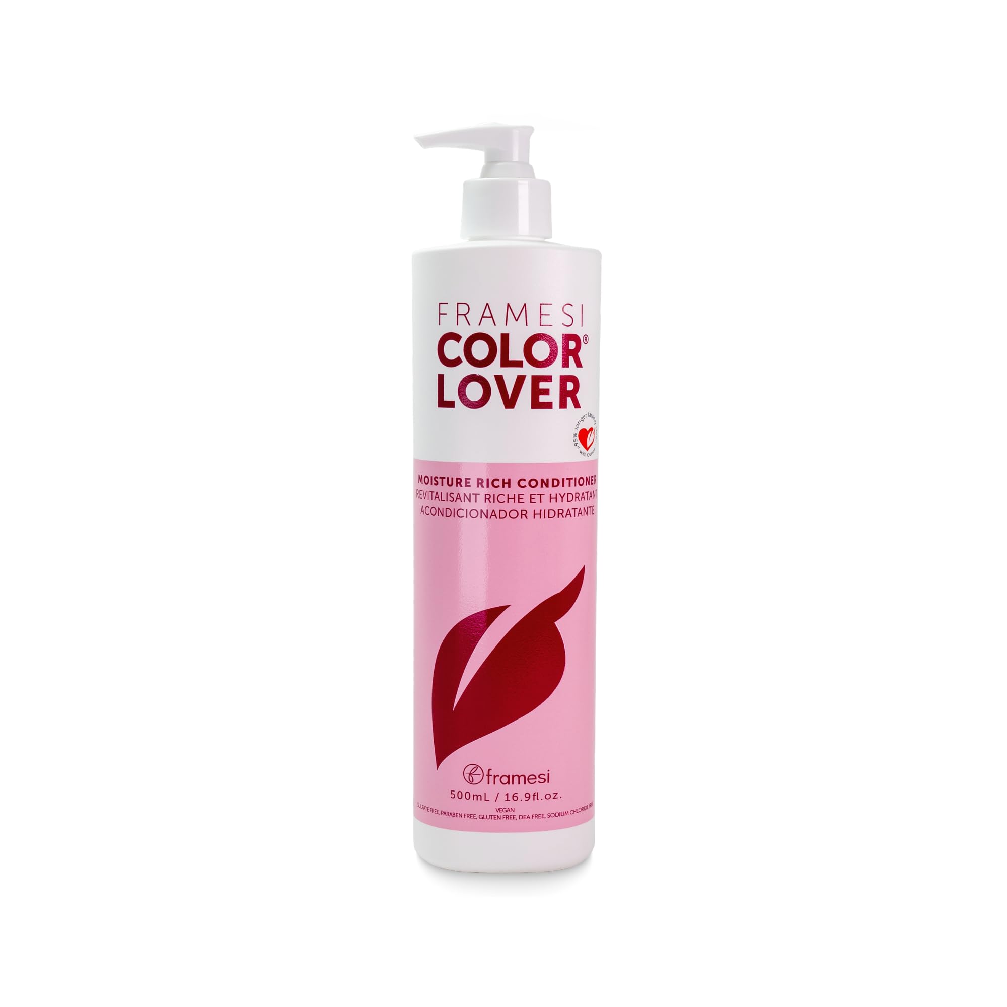 Framesi Color Lover Moisture Rich Conditioner, Sulfate Free Conditioner with Coconut Oil and Quinoa, Color Treated Hair