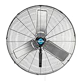 Tornado Pro Series High Velocity Wall Mount Fan 30 Inch, Oscillating Fan For Commercial, Industrial Use 3 Speed 8850 CFM 6.6 FT Cord UL Safety Listed, Black