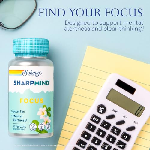 Image of SOLARAY SharpMind Focus, Mental Alertness Nootropic Supplement, Memory Support, Each Capsule with Cognizin Citicoline, Vegan, 60 Day Money Guarantee, 30 Serv 30 Vegetarian Capsules Pills