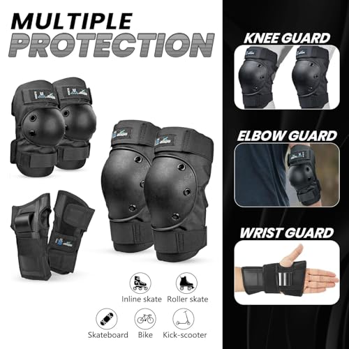 Image of Jaspo Vault Complete Kit | ABS Shell EPS Helmet & PE Shell Guards with 8mm EVA Foam Cushion | Comfort Fit Safety Gear for Skating, Cycling, Skateboarding & Scooter Riding (Combo, Large (55 to 61 cms)