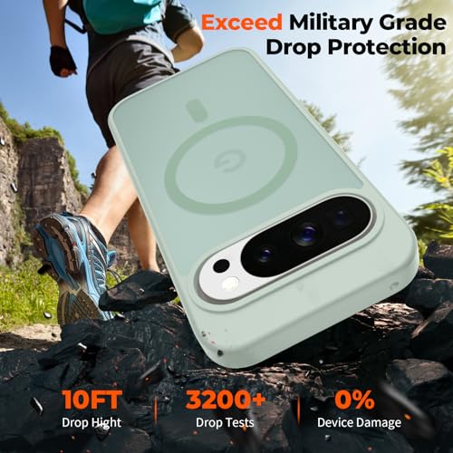 Image of SUPFINE Magnetic for Google Pixel 10 Pro Case /Pixel 10 Case with Screen Protector, (Built-in Magnets) ((Military Grade Drop Protection) Slim Translucent Shockproof Phone Case,Light Green