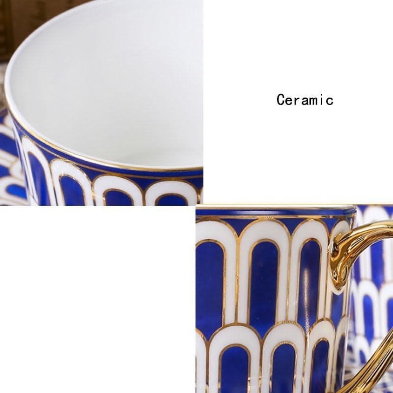 European Bone China Coffee Sets Afternoon Tea Flower with Gold Rimmed Ceramic Set