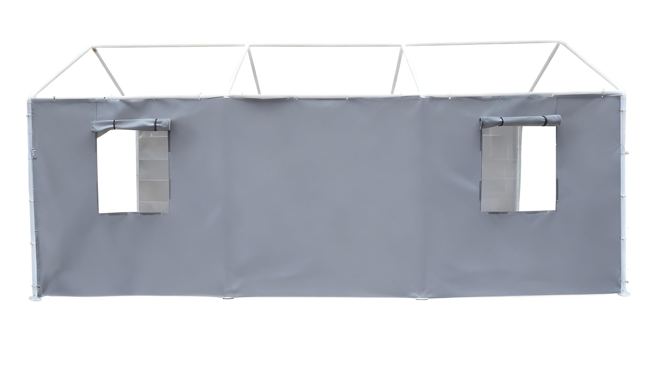 Rutile 10x20 Carport Replacement Sidewall, 180G PE Waterproof & UV Protected Sidewall Cover (Gray, Sidewall Panel with Mesh Windows)