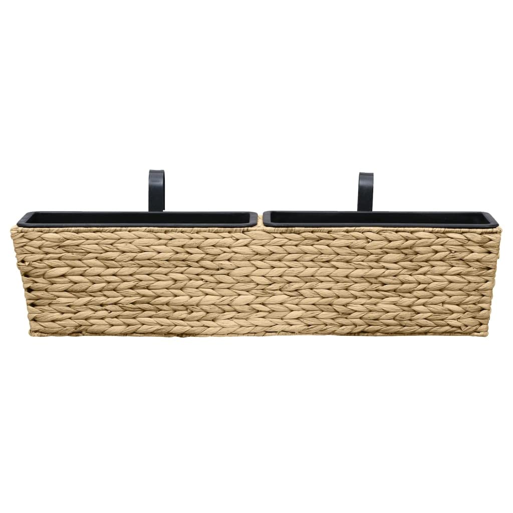 Jacinto de agua, caja de flores, 2 piezas, 80 x 20 x 18 cm, con 4 macetas extraíbles, para plantas de interior, juego de macetas sostenibles