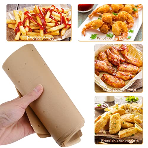 Image of WMKGG Unbleached Air Fryer Parchment Paper, 100 PCS Arc 8 inchx9.6 inch | Perforated Disposable Air Fryer Liners for Ninja Foodi Grill 5-in-1 AG301 4qt Air Fryer