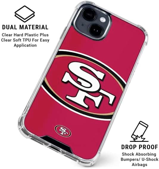 Skinit Clear Phone Case Compatible with iPhone 15 Plus - Officially Licensed NFL San Francisco 49ers Large Logo Design