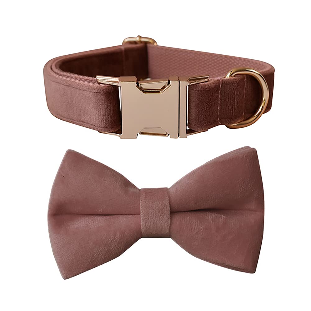 Love Dream Bowtie Dog Collar, Velvet Dog Collars with Detachable Bowtie Metal Buckle, Soft Comfortable Adjustable Bow Tie Collars for Small Medium