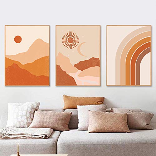 Peinture pour salon moderne et raffiné, pack de 3 affiches bohèmes en toile 50x70