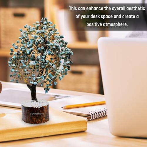 Image of Certified Larimar Crystal Tree for Good Luck - Healing Crystals Money Tree for Wealth, Positive Energy at Home Office - Decorative Spiritual Gifts for Vastu, House Warming