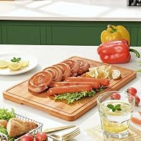 Zarler Bamboo Cutting Boards for Kitchen, Wood Cutting Board with Juice Grooves and Handles, Wooden Chopping Board Set for Meal Prep, 500℉ Carbonized Bamboo, XL Size, Ideal Kitchen Gift — image 8