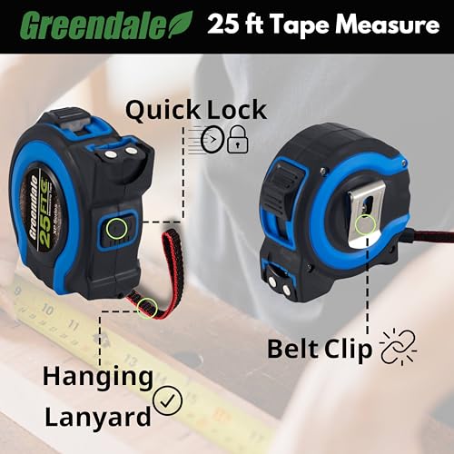 Greendale cinta métrica retráctil azul 25 pies pack 3 miniatura 6