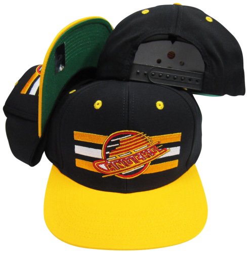 Vancouver Canucks Black Yellow Two Tone Snapback Adjustable Plastic Snap Back Hat Cap