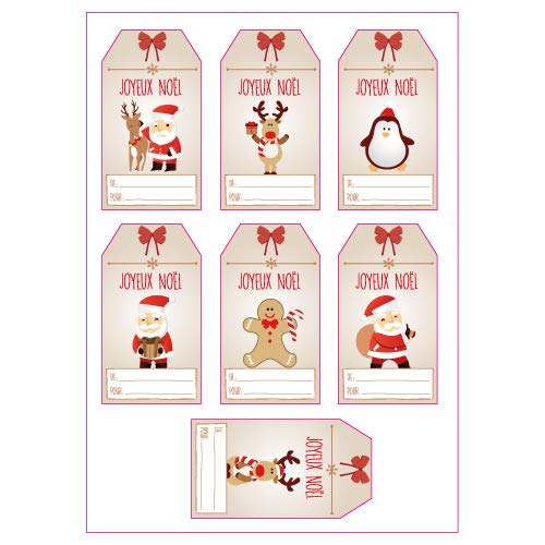 étiquettes De Noel 228 Autocollants Noël - Étiquettes Cadeaux - Père Noël/Sapins/Bonhommes De Neige - Papier Qualité Etiquette Prenom Noel