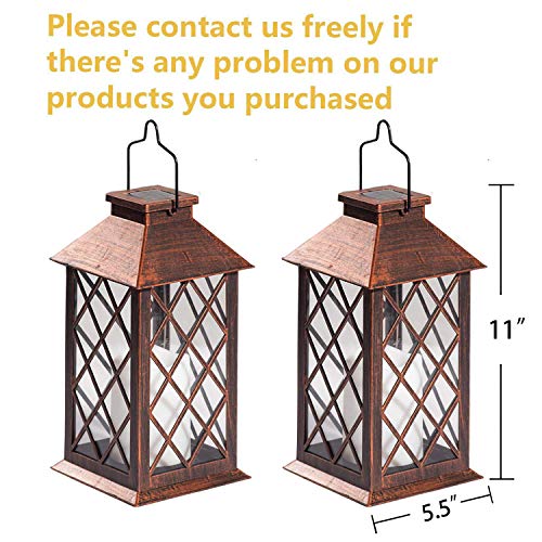 [Set of 2] TAKE ME Solar Lantern,Outdoor Garden Hanging Lantern-Waterproof LED Flickering Flameless Candle Mission Lights for Table,Outdoor,Party