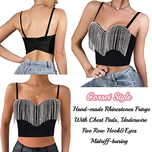 Erinaco Women's Rhinestone Diamond Tank Top Color Beaded Sling Tube Top Bustier Vest Crop Top Sexy Corset Bra Summer - Image 4