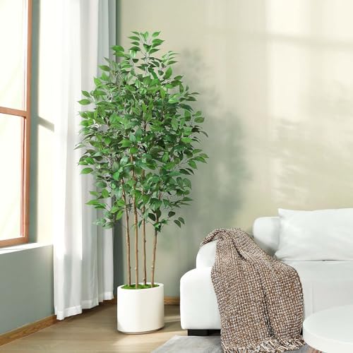 Soguyi EAN-DBPDGLTRS1.8M-1 Ficus Artificial Tree 6Ft Fake Silk Plant For Home Decor Indoor thumb #2