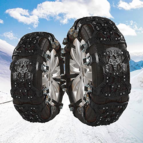 Uktunu Chaînes à neige universelles - Installation facile - Chaînes antidérapantes pour chaque largeur de pneu - Haute adhérence - 8 crampons en acier de 165-275 mm - Noir Cover